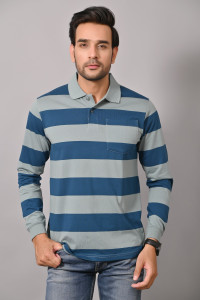 Arbour Striped Men Polo Neck Multicolor T-Shirt