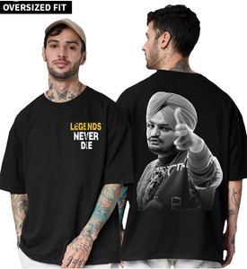 ती गैलरी पुरुषों के लिए गोल गला प्रिंटेड काला टी-शर्ट