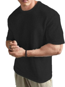 LEGACY LOOK Solid Men Round Neck Black T-Shirt
