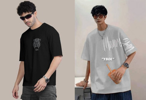 Yobdel Typography Men Round Neck Multicolor T-Shirt