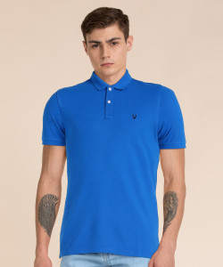 Allen Solly Solid Men Polo Neck Blue T-Shirt