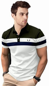 Garimaknitwear Colorblock Men Polo Neck Green T-Shirt