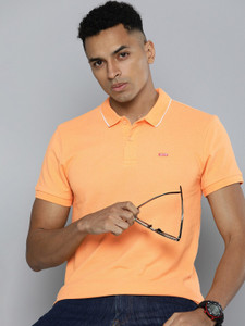 LEVI'S Solid Men Polo Neck Orange T-Shirt