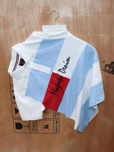 Magneto Colorblock Men Polo Neck White, Blue T-Shirt