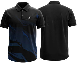 lookswala Printed Men Polo Neck Black T-Shirt