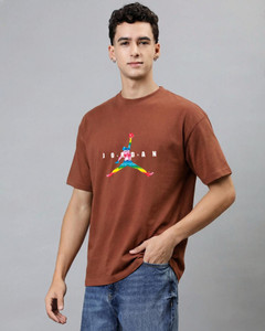 JAGGO FASHION Graphic Print Men Round Neck Brown T-Shirt