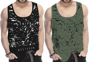 TRIPR Printed Men Round Neck Green, Black T-Shirt