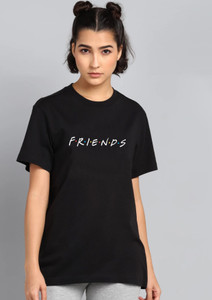 Dazeel Typography Women Round Neck Black T-Shirt