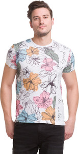 BEING HUMAN Printed Men Crew Neck White T-Shirt