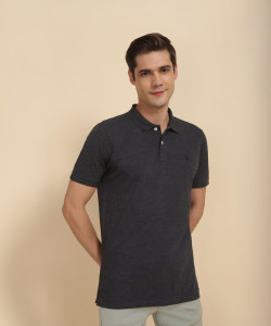 Allen Solly Solid Men Polo Neck Grey T-Shirt