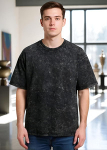 SOUL KNITS Washed Men Crew Neck Black T-Shirt
