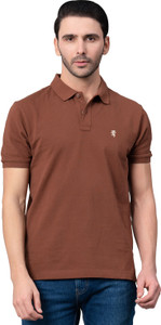 RED TAPE Solid Men Polo Neck Brown T-Shirt