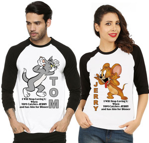 ट्वीन ट्रेंड्स गोल गला प्रिंटेड सफेद, काला टी-शर्ट