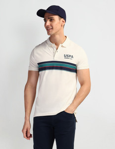 U.S. POLO ASSN. Solid Men Polo Neck White T-Shirt
