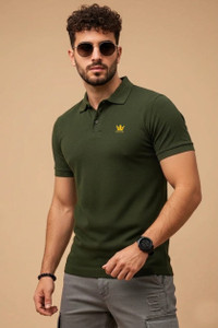AACHIPAN Men Dark Green Polo Neck T-Shirt - Image 5