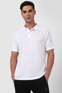 Van Heusen Flex Solid Men Polo Neck White T-Shirt