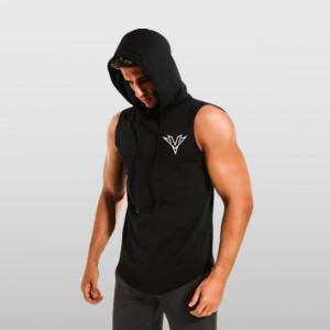 KSINACLOTHING Printed Men Hooded Neck Black T-Shirt