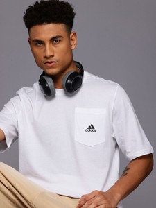 ADIDAS Printed Men Crew Neck White T-Shirt