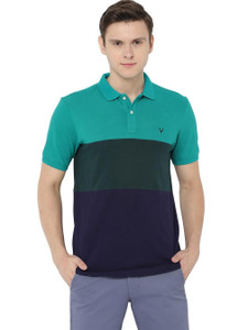 Allen Solly Colorblock Men Polo Neck Green T-Shirt