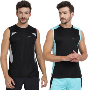 FTX Solid Men Round Neck Black T-Shirt