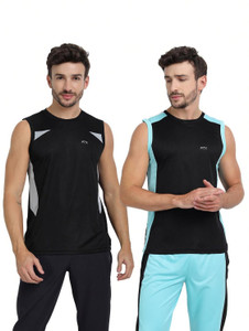 FTX Solid Men Round Neck Black T-Shirt