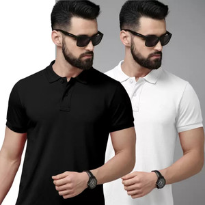 DOKCHAN Solid Men Polo Neck Multicolor T-Shirt