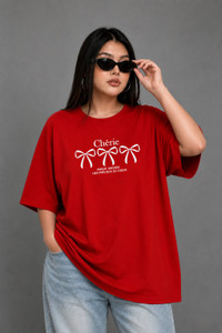 ZEBULUN FASHION Printed Women Round Neck Red T-Shirt