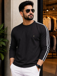 VeBNoR Printed Men Round Neck Black T-Shirt