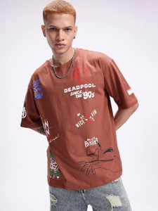Kook N Keech Marvel Printed Men Round Neck Brown T-Shirt
