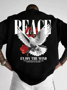 annnackel Graphic Print Men Round Neck Reversible Black T-Shirt