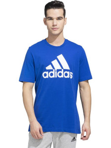 ADIDAS Printed Men Crew Neck Blue T-Shirt