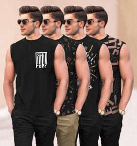 TRIPR Printed Men Round Neck Black T-Shirt