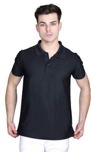 jorden4u Solid Men Polo Neck Black T-Shirt
