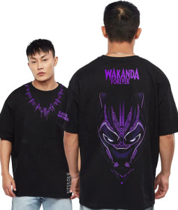 HexaCraft Graphic Print Men Round Neck Black T-Shirt