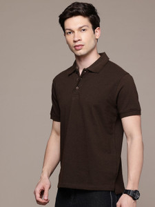 Moda Rapido Printed Men Polo Neck Brown T-Shirt