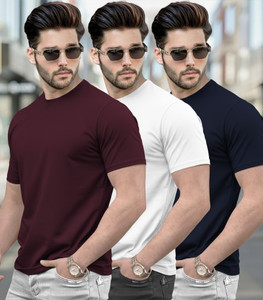 TRIPR Solid Men Round Neck Multicolor T-Shirt