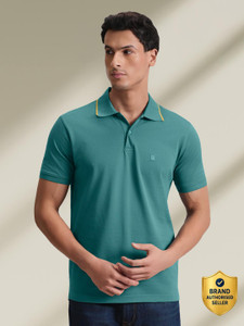XYXX Solid Men Polo Neck Green T-Shirt
