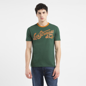 LEVI'S Graphic Print Men Crew Neck Green T-Shirt
