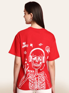 METRONAUT Typography Women Round Neck Red T-Shirt