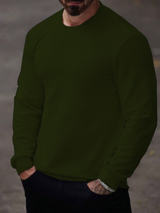 Madfrog Solid Men Round Neck Green T-Shirt