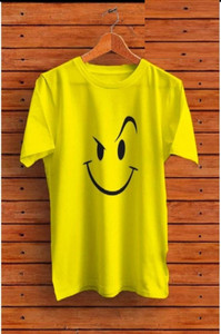 ENUX Printed Men Round Neck Yellow T-Shirt