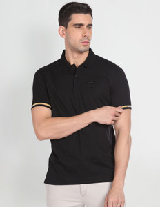 Arrow Newyork Solid Men Polo Neck Black T-Shirt