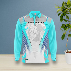 MENTIFIC Printed, Geometric Print, Graphic Print Men Polo Neck Multicolor, Light Blue T-Shirt