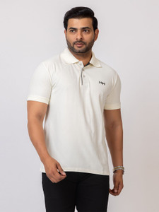 MTW Printed Men Polo Neck White T-Shirt