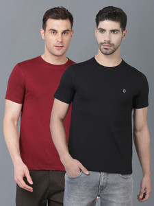 Dollar Solid Men Crew Neck Multicolor T-Shirt