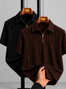 COMBRAIDED Men Polo Neck Black T-Shirt Pack of 2 - Image 6