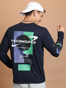 KETCH Printed Men Round Neck Dark Blue T-Shirt