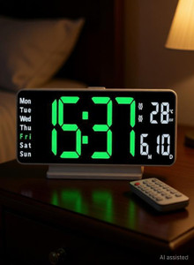 AADGEX Digital Green White Clock