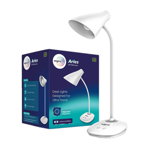 Wipro Aries 6W Rechargeable LED with 3 grade dimming|Touch control|Upto 5 Hrs backup Table Lamp