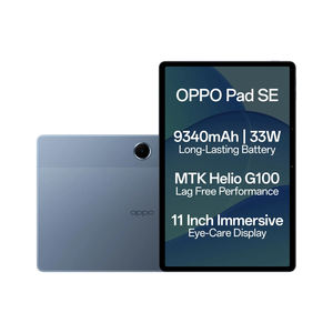 OPPO Pad SE with SUPERVOOC Charger 6 GB RAM 128 GB ROM 10.95 inch with Wi-Fi+4G Gaming MediaTek Helio G100 Tablet (Twilight Blue)